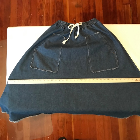 DENIM Skirt A-Line Midi with Pockets Pull On Women’s Size Large X-Large - Picture 12 of 16